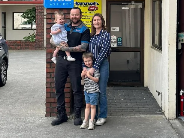 The Hannah Motor Services family outside the Middleton workshop